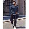 image:imageCOOFANDY Quarter Zip Pullover Men Long Sleeve Sweatshirts for Men Fleece Sweater FallNavy Blue