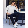 image:imageCOOFANDY Quarter Zip Pullover Men Long Sleeve Sweatshirts for Men Fleece Sweater FallWhite