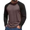 image:imageCOOFANDY Men Long Sleeve T Shirts Crew Neck Long Sleeve Shirt Stretch Undershirt Raglan Casual TeeBrown