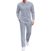 image:imageCOOFANDY Mens 2 Piece Tracksuit Set Polo Athletic Sweatsuit Quarter Zip Jogging Long Sleeve Casual Sports OutfitsLight Grey Jacquard