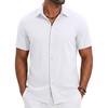 image:imageCOOFANDY Mens Casual Button Down Shirt Short Sleeve Lightweight Summer Beach Shirts Textured Linen ShirtWhite
