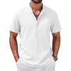 image:imageCOOFANDY Mens Casual Henley Shirt Band Collar Short Sleeve Shirt for Mens Summer Beach TShirts VacationWhite