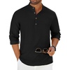 image:imageCOOFANDY Mens Casual Henley Shirt Long Sleeve Band Collar Shirts Summer Beach Hippie Button TShirtsBlack