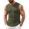 image:imageCOOFANDY Mens Casual Knitted Tank Tops Crew Neck Sleeveless Muscle T Shirts Summer Beach TopsArmy Green
