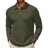 image:imageCOOFANDY Mens Casual Polo Shirts Long Sleeve Textured Knit Tee Shirt Wrok TshirtsArmy Green