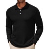 image:imageCOOFANDY Mens Casual Polo Shirts Long Sleeve Textured Knit Tee Shirt Wrok TshirtsBlack