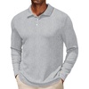 image:imageCOOFANDY Mens Casual Polo Shirts Long Sleeve Textured Knit Tee Shirt Wrok TshirtsLight Grey
