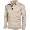 image:imageCOOFANDY Mens Casual Pullover Sweater Quarter Button Fleece Sweatshirt Knitted Thermal SweatersApricot