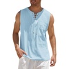 image:imageCOOFANDY Mens Cotton Linen Tank Top Shirts Casual Sleeveless Lace Up Beach Hippie Tops Bohemian Renaissance Pirate TunicSky Blue