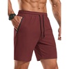 image:imageCOOFANDY Mens Gym Workout Shorts Quick Dry Athletic LooseFit Lightweight Running Shorts with Zipper PocketsWine Red