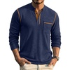 image:imageCOOFANDY Mens Henley Long Sleeve Shirts Casual Button TShirt Pullover Basic Tees with PocketA Navy Blue