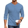 image:imageCOOFANDY Mens Henley Shirts Long Sleeve Basic Waffle Pique Pullover TShirt with PocketLake Blue