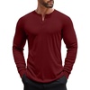 image:imageCOOFANDY Mens Henley Shirts Long Sleeve Button TShirt Lightweight Fashion Casual Pullover ShirtWine Red