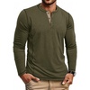 image:imageCOOFANDY Mens Henley Shirts Long Sleeve Casual Maverick Slub Henley TShirts Lightweight Basic TeeArmy Green