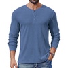 image:imageCOOFANDY Mens Henley Shirts Long Sleeve Fashion Tee Shirts Slim Fit 4 Buttons TShirts Casual Basic Pullover TopBlue
