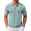image:imageCOOFANDY Mens Knit Polo Shirts Casual Short Sleeve Button Down Shirts Crochet Classic Golf Polo Collared ShirtsIce Green