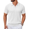 image:imageCOOFANDY Mens Knit Polo Shirts Short Sleeve Textured Polo Shirt VNeck Casual Stretch Summer Golf TopsWhite