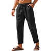 image:imageCOOFANDY Mens Linen Casual Pants Elastic Waist Drawstring Trousers Yoga Beach Summer PantsBlack