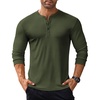 image:imageCOOFANDY Mens Long Sleeve Henley Shirts Stretch Ribbed TShirts Fashion Casual Basic TopsArmy Green