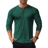 image:imageCOOFANDY Mens Long Sleeve Henley Shirts Stretch Ribbed TShirts Fashion Casual Basic TopsDark Green