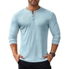image:imageCOOFANDY Mens Long Sleeve Henley Shirts Stretch Ribbed TShirts Fashion Casual Basic TopsLight Blue
