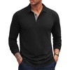 image:imageCOOFANDY Mens Long Sleeve Polo Shirts Cotton Collared Shirts Casual Business Polo Classic Golf T ShirtsAll Black