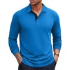 image:imageCOOFANDY Mens Long Sleeve Polo Shirts Cotton Collared Shirts Casual Business Polo Classic Golf T ShirtsBlue