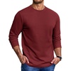 image:imageCOOFANDY Mens Long Sleeve Tee Shirts Heavy Weight Cotton Crew Neck TShirt Regular Fit Casual Basic TeesWine Red