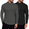 image:imageCOOFANDY Mens Mock Neck Shirts Fleece Long Sleeve Tops Basic Pullover TShirts2 PcsblackGrey
