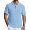image:imageCOOFANDY Mens Polo Shirts Short Sleeve Casual Knit Textured Polo Shirt Summer Collared TShirtLight Blue