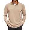 image:imageCOOFANDY Mens Quarter Zip Pullover Long Sleeve Mock Turtleneck Sweatshirts Thermal Workout Golf Polo ShirtKhakibrown Collar