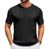 image:imageCOOFANDY Mens TShirts Short Sleeve Knit Shirt Crew Neck Sweater Fashion Casual Textured Pullover Tees01black
