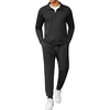 image:imageCOOFANDY Mens Tracksuit 2 Piece Quarter Zip Polo Athletic Sweatsuits Casual Running Jogging Sport Suit SetsAll Black