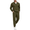 image:imageCOOFANDY Mens Tracksuit 2 Piece Quarter Zip Sweatsuit Sets Casual Athletic Running Jogging SuitsArmy Green