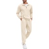 image:imageCOOFANDY Mens Tracksuit 2 Piece Quarter Zip Sweatsuit Sets Casual Athletic Running Jogging SuitsBeige
