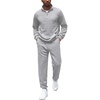 image:imageCOOFANDY Mens Tracksuit 2 Piece Quarter Zip Sweatsuit Workout Plaid Jacquard Jogging Suit SetLight Grey