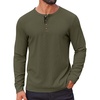 image:imageCOOFANDY Mens Waffle Henley Shirts Long Sleeve Casual TShirt Basic Lightweight Pullover TeesArmy Green