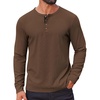 image:imageCOOFANDY Mens Waffle Henley Shirts Long Sleeve Casual TShirt Basic Lightweight Pullover TeesBrown