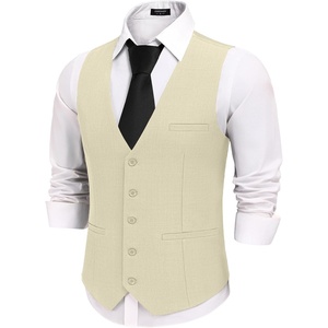 image:imageCOOFANDY Mens Business Suit Vests Slim Fit Formal Dress Waistcoat Groomsman Vest For WeddingLight Khaki