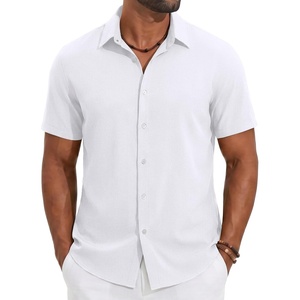 image:imageCOOFANDY Mens Casual Button Down Shirt Short Sleeve Lightweight Summer Beach Shirts Textured Linen ShirtWhite