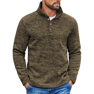 image:imageCOOFANDY Mens Casual Pullover Sweater Quarter Button Fleece Sweatshirt Knitted Thermal SweatersCoffee