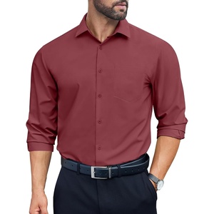 image:imageCOOFANDY Mens Dress Shirts Long Sleeve Wrinkle Free Button Down Shirts Formal Business ShirtWine Red