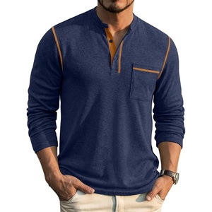 image:imageCOOFANDY Mens Henley Long Sleeve Shirts Casual Button TShirt Pullover Basic Tees with PocketA Navy Blue