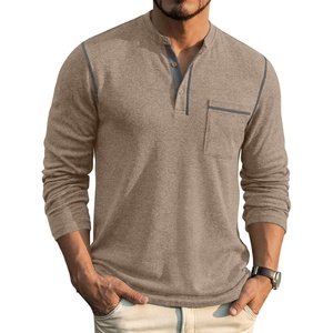 image:imageCOOFANDY Mens Henley Long Sleeve Shirts Casual Button TShirt Pullover Basic Tees with PocketKhaki
