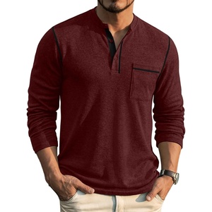 image:imageCOOFANDY Mens Henley Long Sleeve Shirts Casual Button TShirt Pullover Basic Tees with PocketWine Red