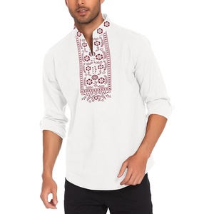 image:imageCOOFANDY Mens Henley Shirt Vyshyvanka Long Sleeve African Print Shirts Casual Zip Up Cotton Linen Beach Hippie ShirtFloral Print