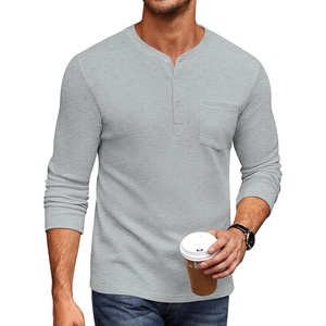 image:imageCOOFANDY Mens Henley Shirts Long Sleeve Basic Waffle Pique Pullover TShirt with PocketGrey