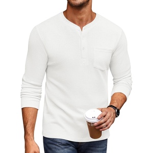 image:imageCOOFANDY Mens Henley Shirts Long Sleeve Basic Waffle Pique Pullover TShirt with PocketWhite