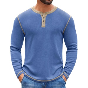 image:imageCOOFANDY Mens Henley Shirts Long Sleeve Button TShirt Fashion Casual Pullover Shirts Soft Stretch Tees TopsLight Blue