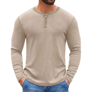 image:imageCOOFANDY Mens Henley Shirts Long Sleeve Button TShirt Fashion Casual Pullover Shirts Soft Stretch Tees TopsLight Khaki